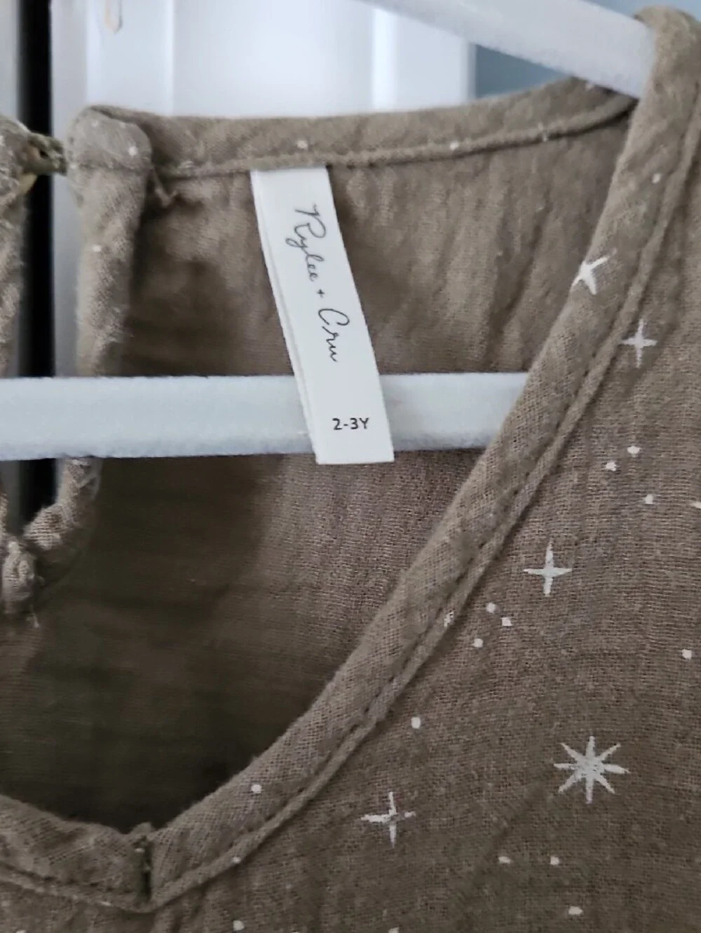 Rylee + Cru Olive Star-Print Cotton Dress